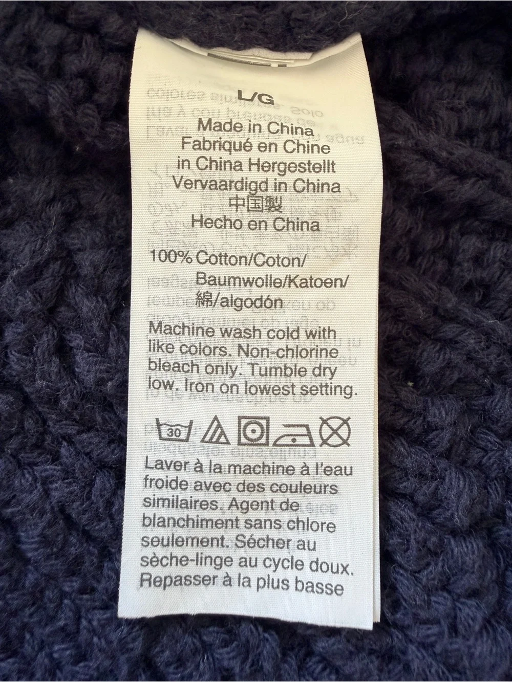 J.Crew Oarsman Sweater Large Blue Cable Knit Roll Neck Pullover 100% Cotton